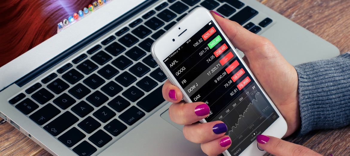stock exchange on smartphone